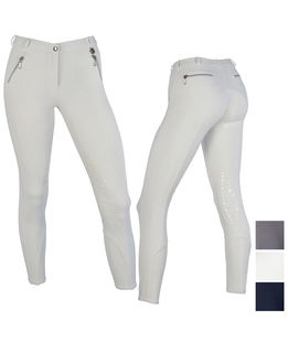 Pantaloni equitazione Champion grip da donna in microfibra con zip