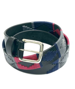 Cintura da equitazione in cuoio Cover in pelle nera con riporti colorati alta 34 mm 