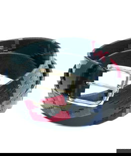 Cintura da equitazione in cuoio Cover in pelle nera con riporti colorati alta 34 mm 