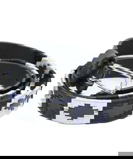 Cintura da equitazione in cuoio nero modello Cover con riporti colorati altezza 25 mm