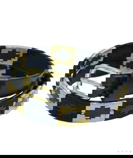 Cintura da equitazione in cuoio nero modello Cover con riporti colorati altezza 25 mm