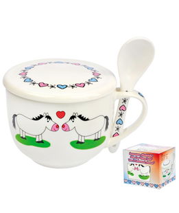 Tazza per zuppa Horse love con cucchiaino