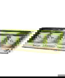 Set 4 secchiellini per uova completo di cucchiaino