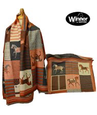 Sciarpa Winner Arancione con stampa equestre