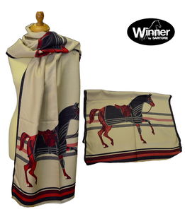 Sciarpa Winner Beige con stampa equestre