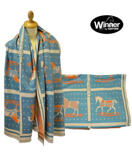 Sciarpa Winner Turchese con stampa equestre