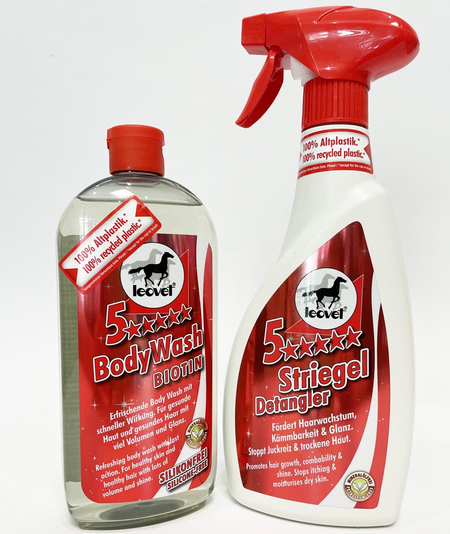 SET 5 STELLE: 1 Shampoo alla Biotina 500 ml + 1 districante con pantenolo e arginina 550 ml per manto forte e crini setosi