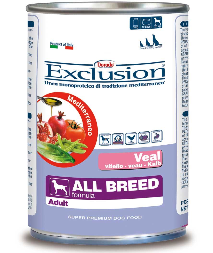 Exclusion Mediterraneo Adult vitello All Breed 400 g per cani