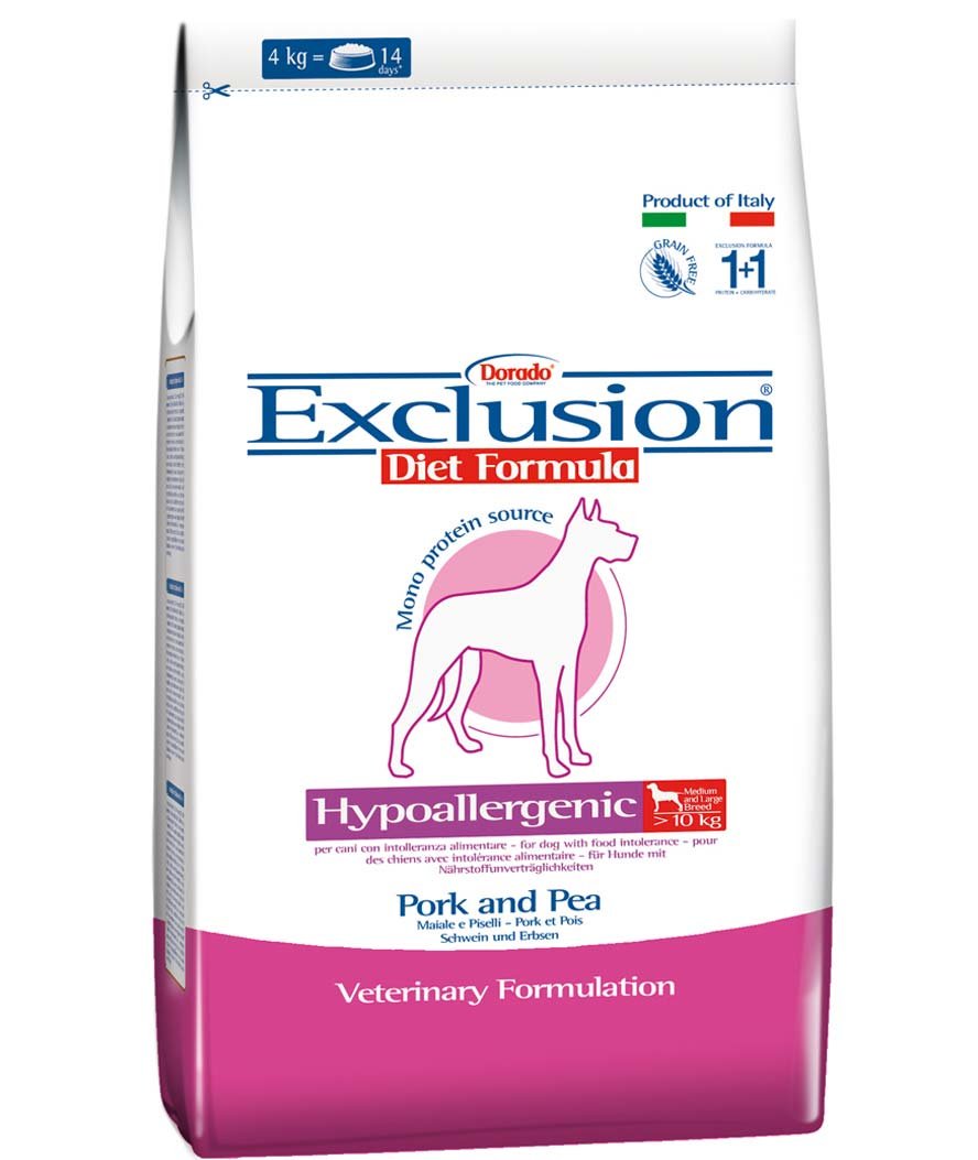 Exclusion Diet Hypoallergenic maiale e piselli Medium/Large Breed per cani