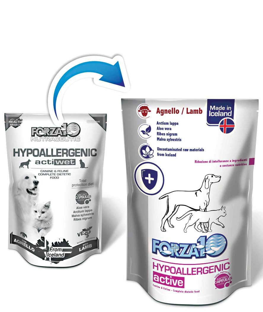 PROMOZIONE Forza 10 Hypoallergenic Actiwet con Agnello per Cani e Gatti 24 buste da 100 g cad