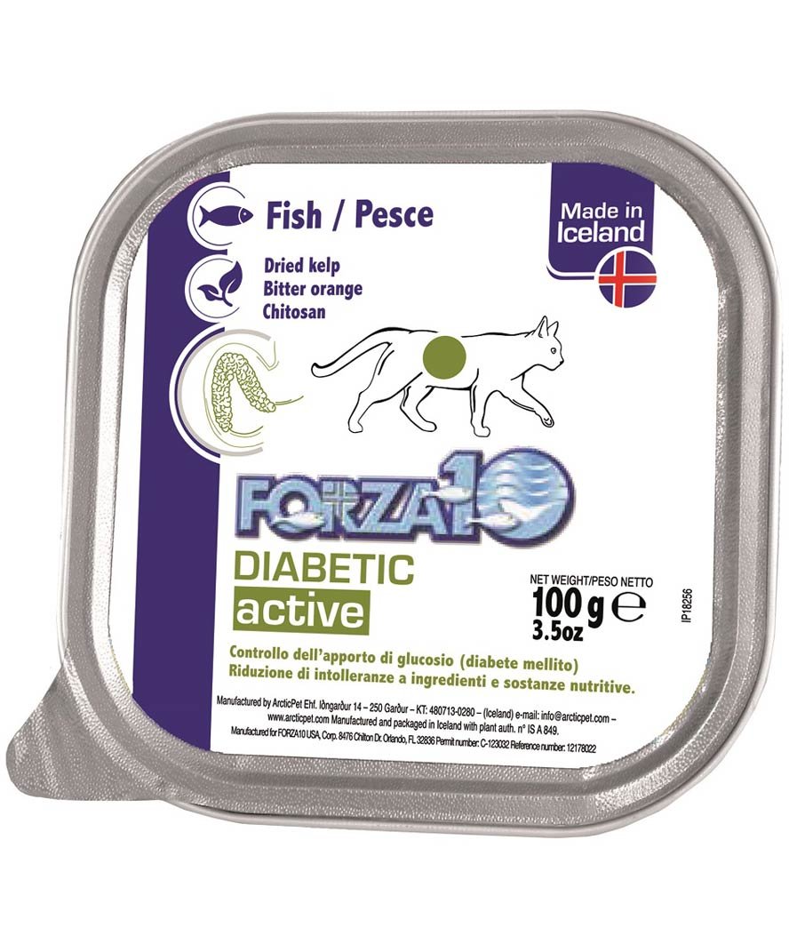 PROMOZIONE Forza 10 Diabetic Actiwet con pesce per gatti 100gx32