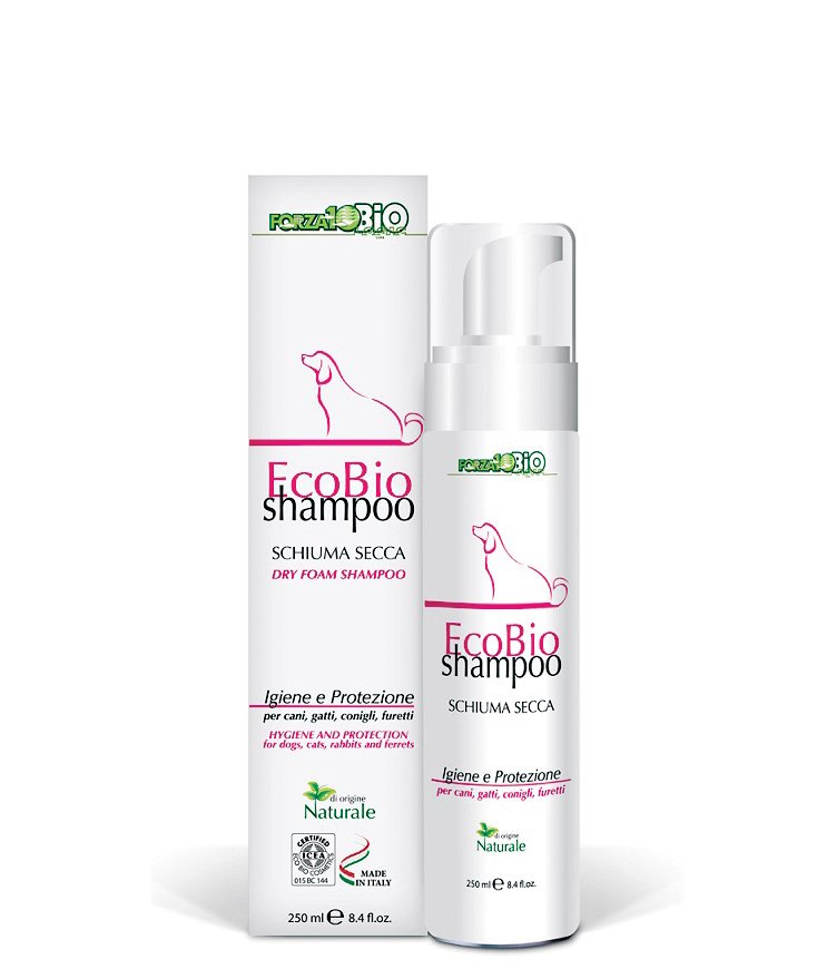 Forza 10 Ecobio Shampoo Schiuma Secca Igiene e Protezione per Cani e Gatti Adulti, Conigli e Furetti 250 ml