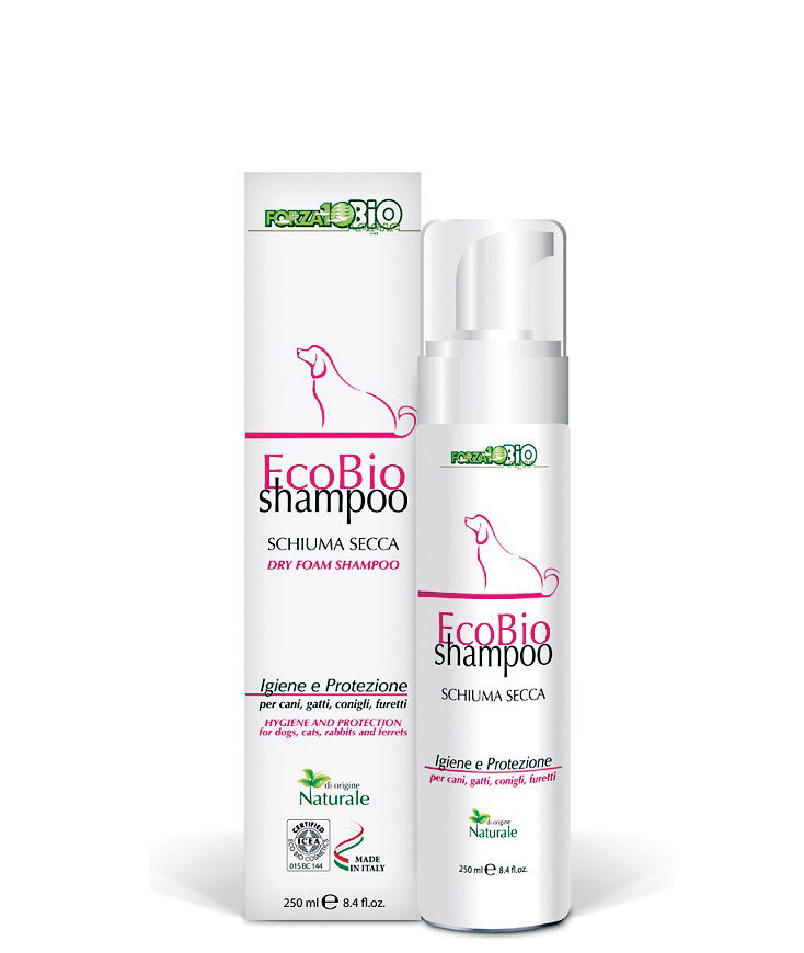 PROMOZIONE Forza 10 Ecobio Shampoo Schiuma Secca Igiene e Protezione per Cani e Gatti Adulti, Conigli e Furetti 250 ml