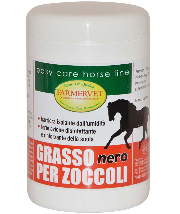 GRASSO ZOCCOLI NERO con catrame vegetale ad azione disinfettante e rinforzante della suola 1 kg