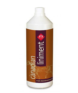 Canadian Liniment lozione per massaggi con Arnica, Cannella, Eucalipto, Mentolo, Pino e Timo. Utile aiuto nella preparazione dell’apparato locomotore del cavallo all’attività sportiva