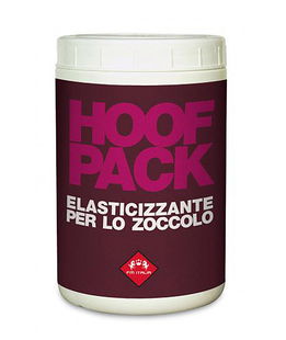 HOOF PACK prodotto per uso esterno indicato come aiuto nel mantenimento del normale stato di elasticità di fettone, forchetta e muraglia dello zoccolo nel cavallo sportivo