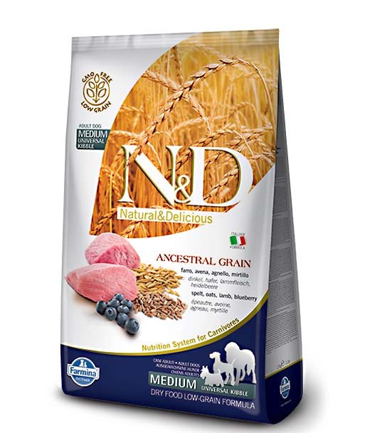 PROMOZIONE Farmina N&D Low Ancestral Grain Agnello e Mirtilli Adult Medium 2 x 2,5 kg per cani