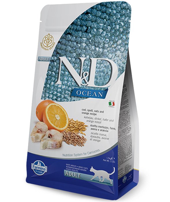 Farmina N&D Ocean con merluzzo, arancia e avena adult per gatti 1,5 kg