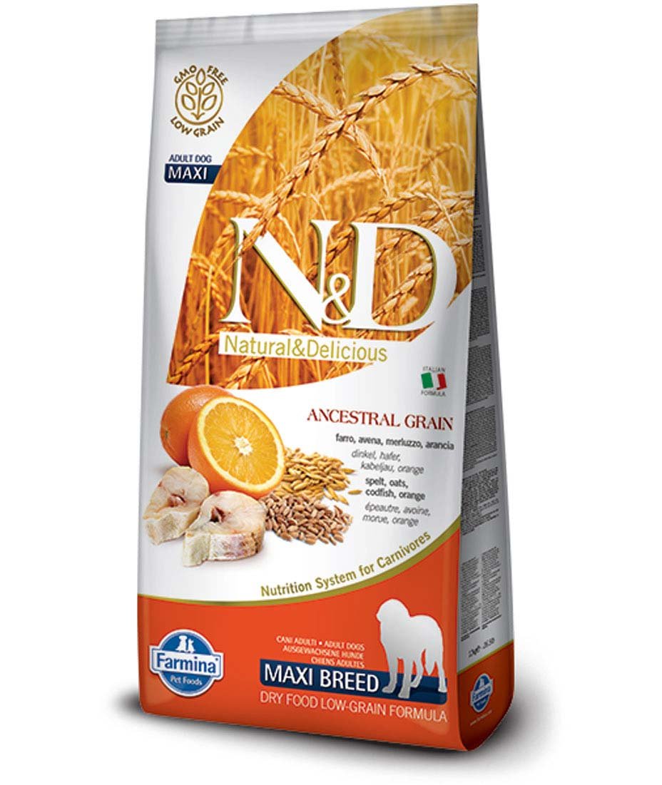 Farmina N&D Ancestral Grain Merluzzo e arancia Adult Maxi 12 kg per cani