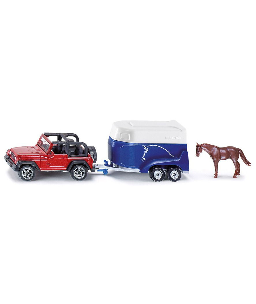 Jeep Wrangler Böckmann con rimorchio per cavalli ± 1:87