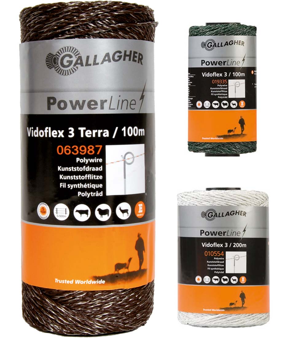 Filo Vidoflex Powerline 3 Gallagher per bestiame e pecore