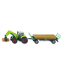 Claas con pinza per balle quadrate e rimorchio 1:50