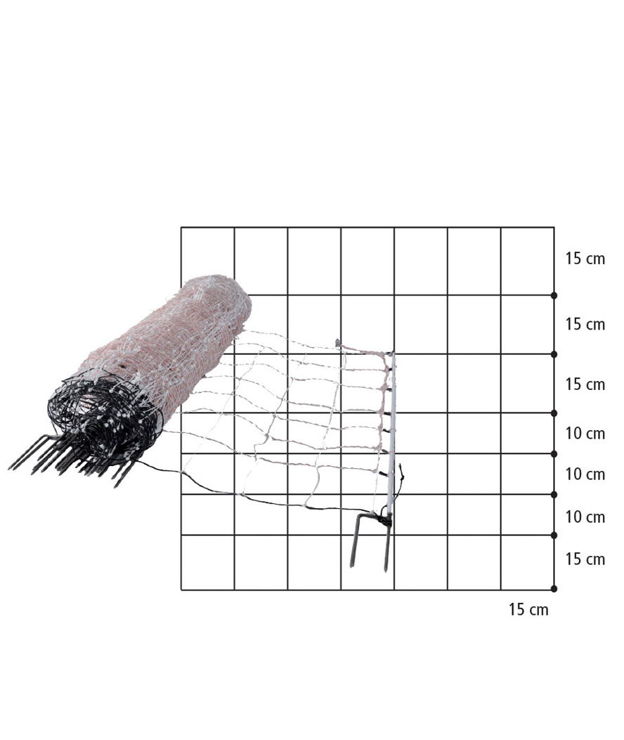 Euronetz turboline rete bianco per ovini altezza 90 cm con due punte, completo di 14 picchetti lunghezza 50 m - foto 1