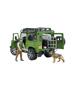 Land Rover Defender Station Wagon con guardia forestale e cane