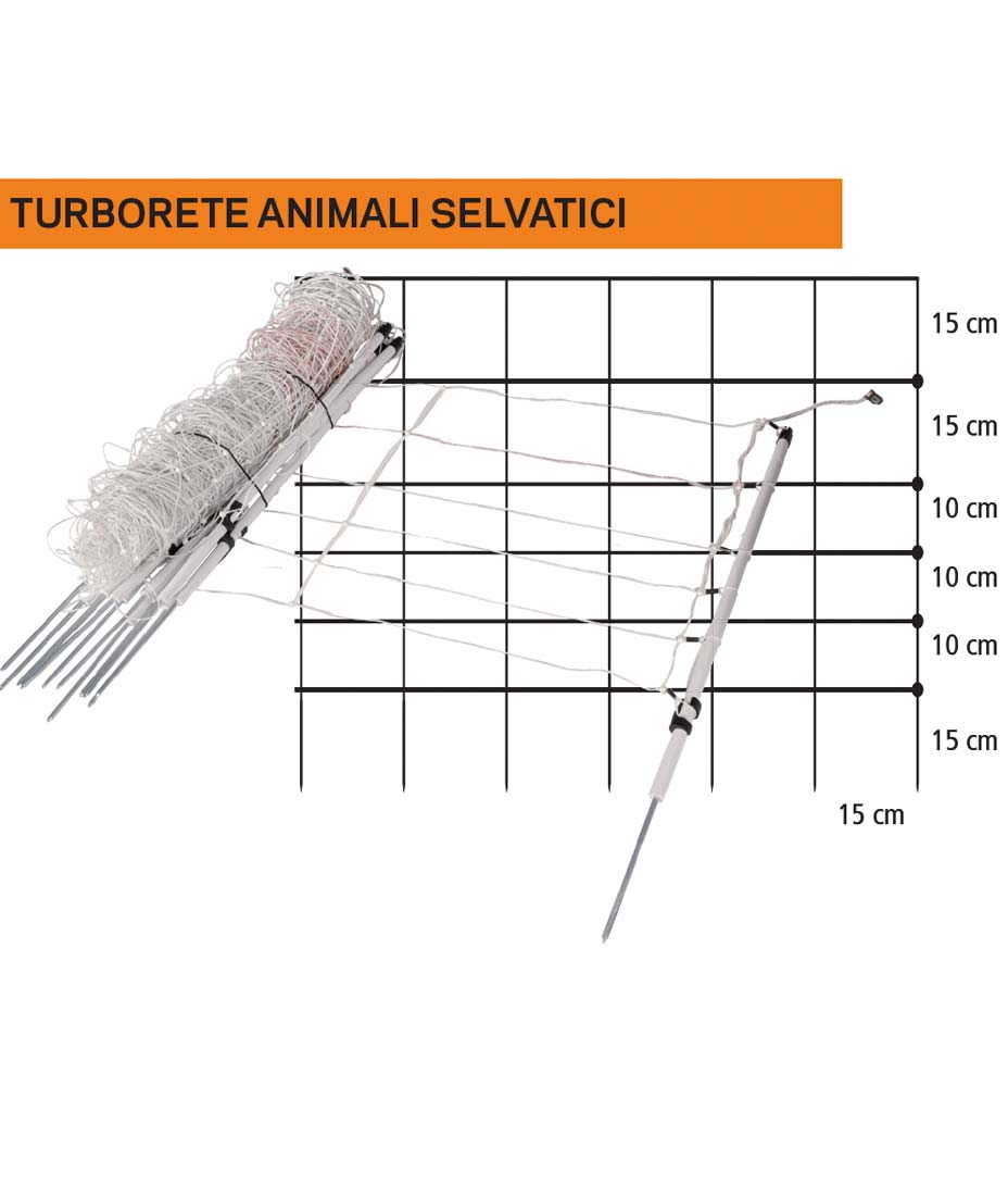 EuroNetz Gallagher rete bianco per cinghiali alta 75 cm punta singola completo di 14 picchetti lunghezza 50 m - foto 1