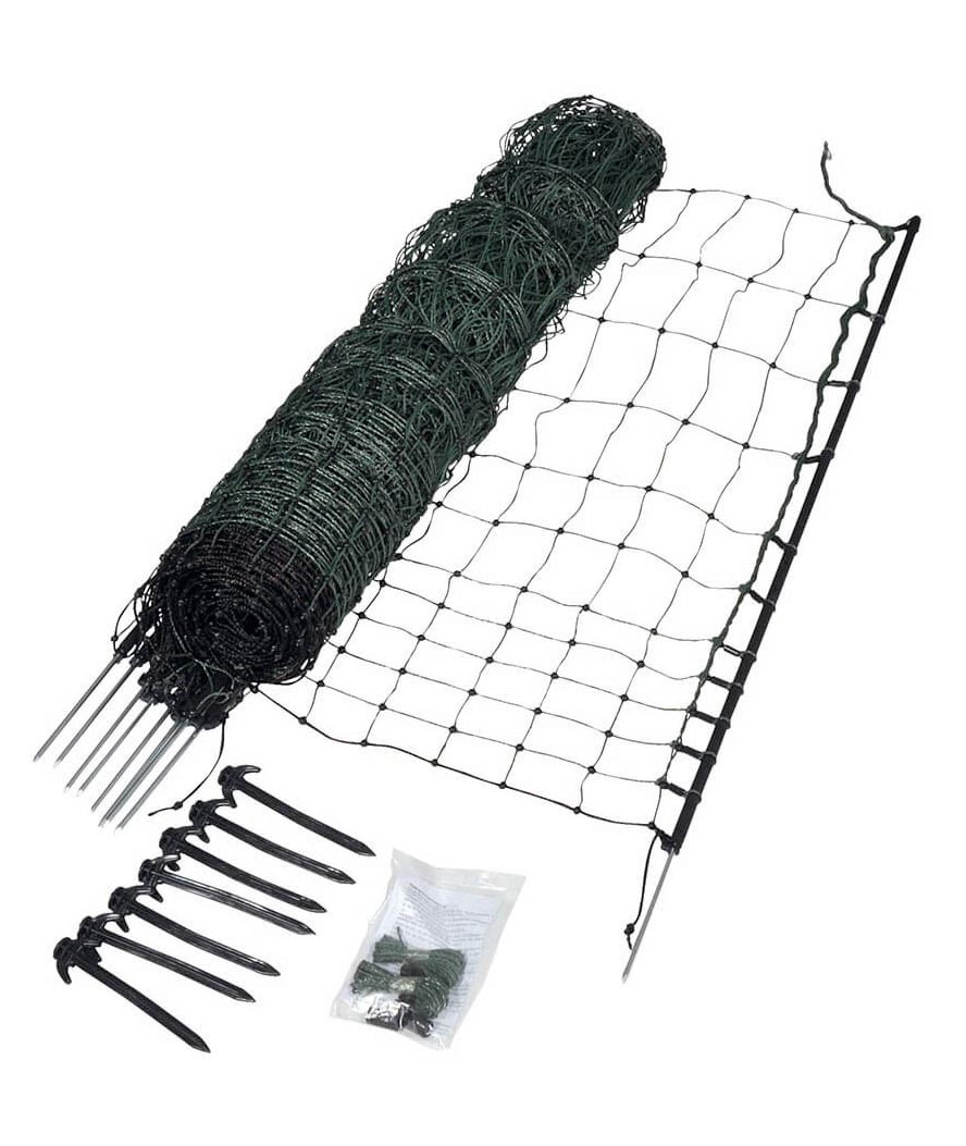 EuroNetz rete verde per pollame altezza 112 cm con 1 punta inclusi 9 picchetti e altezza 25 m