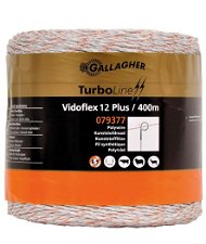 Filo Vidoflex TurboLine Plus Gallagher bianco 3 mm x 400 m per bestiame, pecore, maiali,cervi
