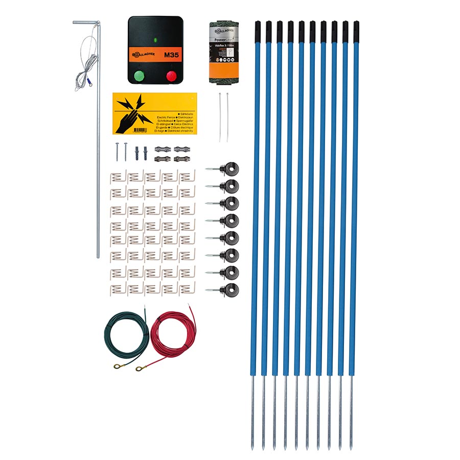 Kit recinzioni elettriche per animali domestici e giardino 80 cm con elettrificatore Gallagher M35 da 230V