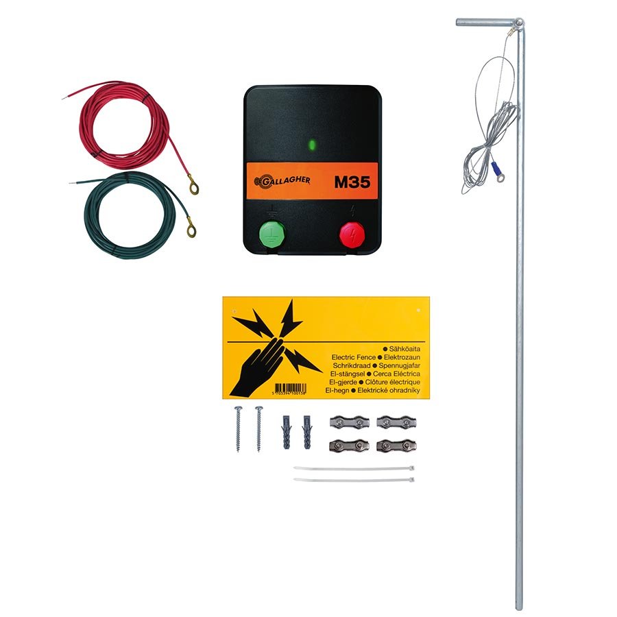 Kit recinzioni elettriche Starter Kit con elettrificatore Gallagher M35 da 230V per piccoli animali