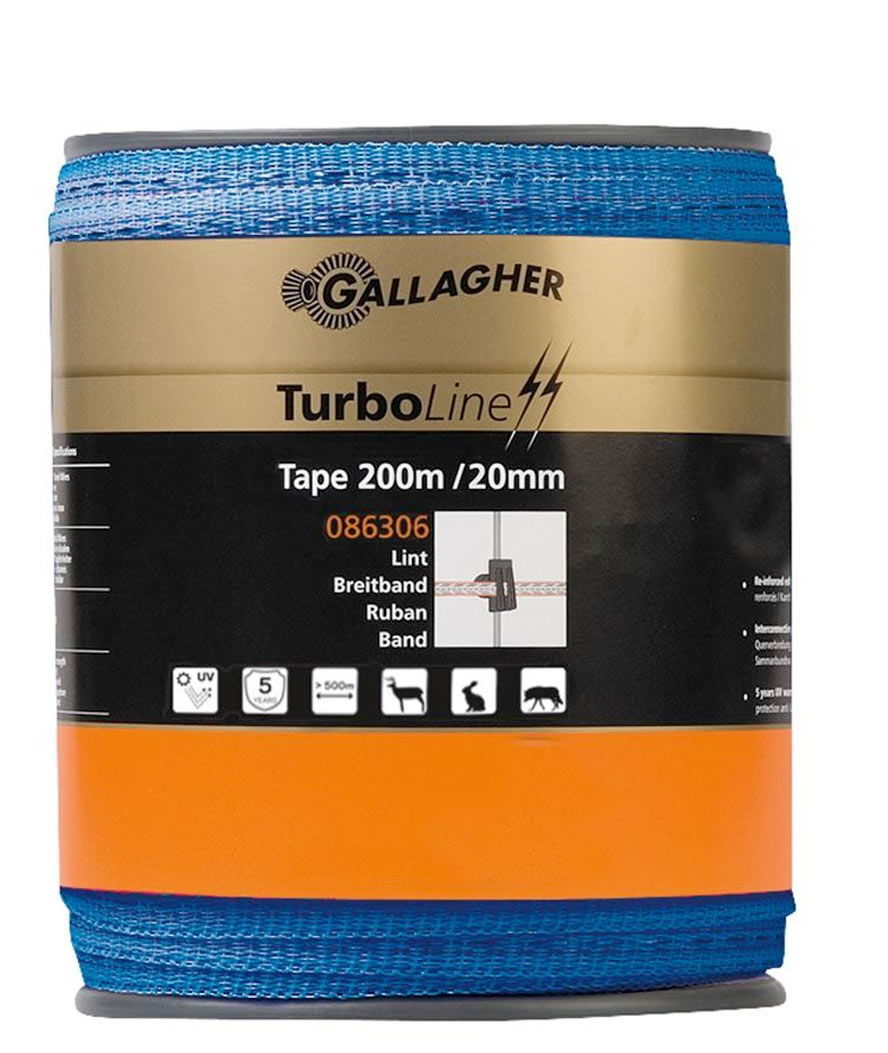 Nastro TurboLine Gallagher 20mm x 200m blu per animali selvatici