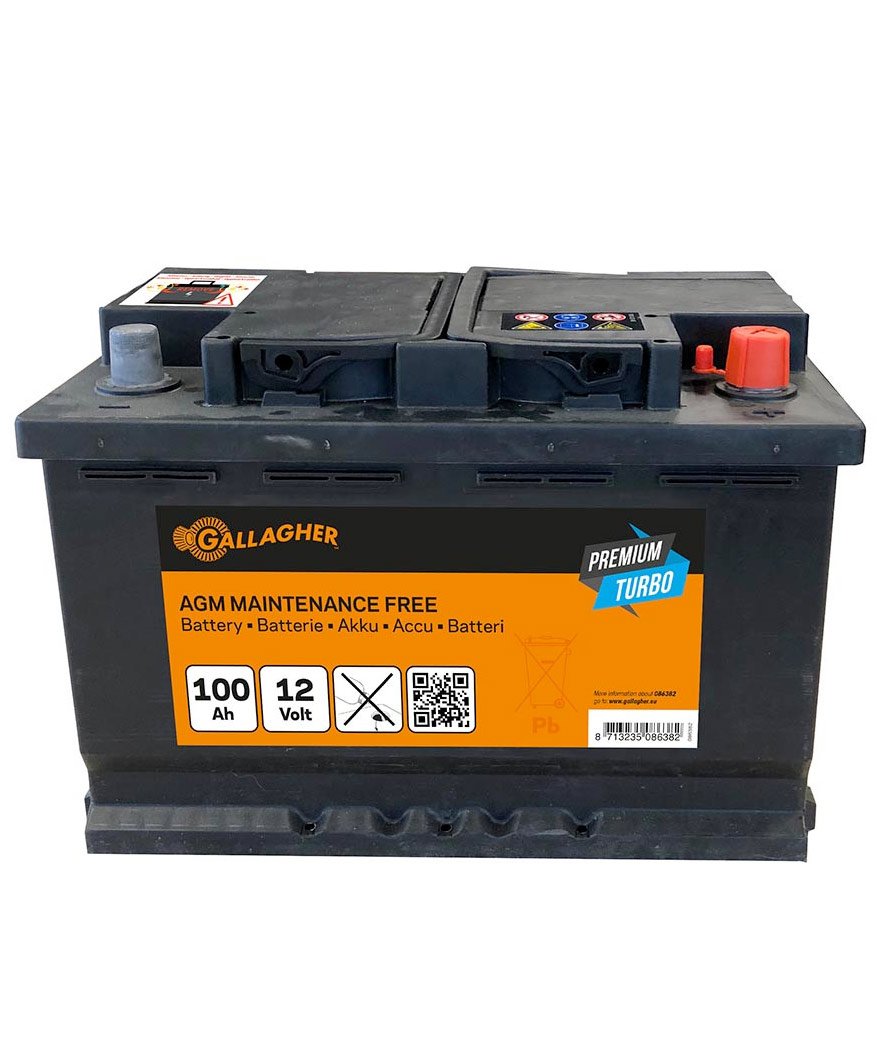 Batteria Gallagher Premium Turbo AGM 12V/100Ah per elettrificatori e rencinti elettrici