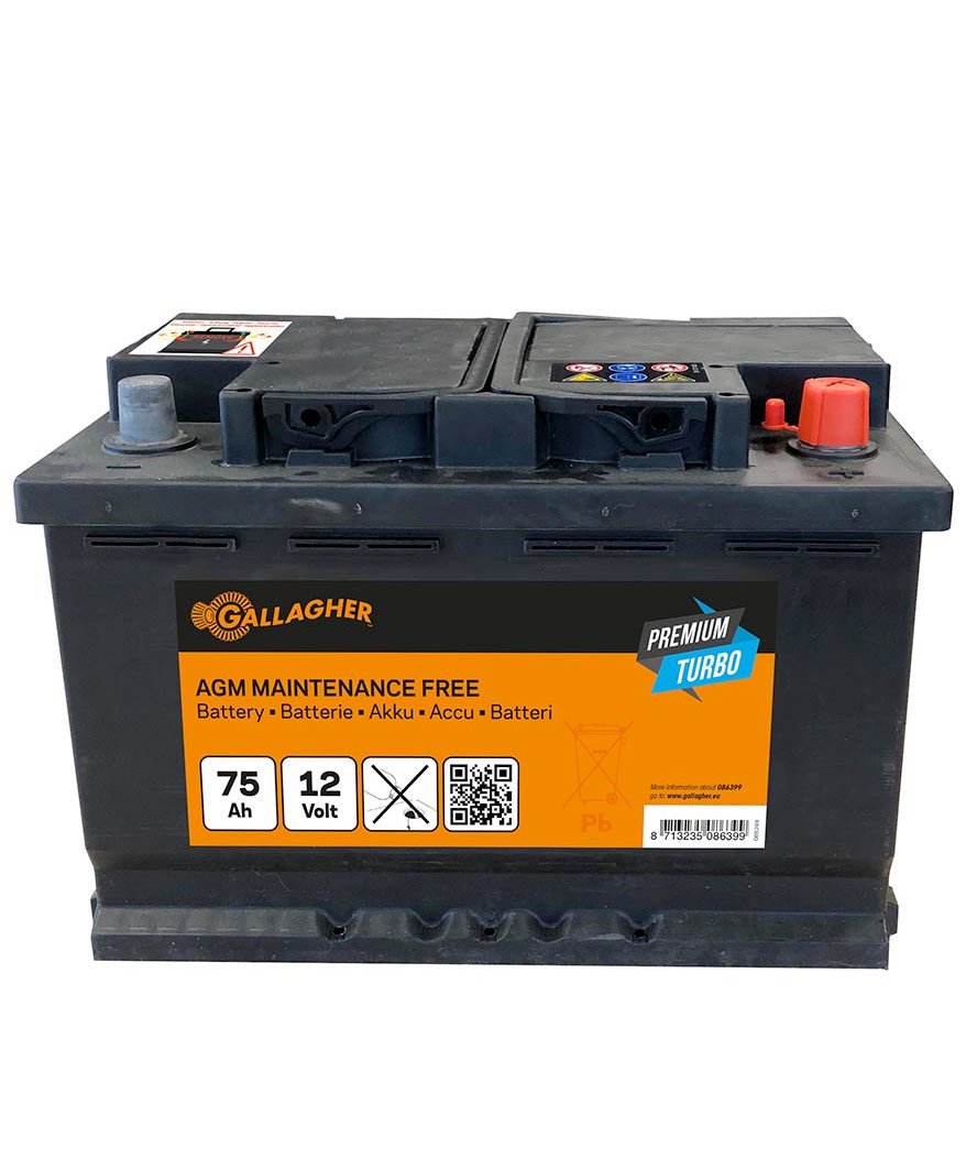 Batteria Gallagher Premium Turbo AGM 12V/75Ah per elettrificatori e recinti elettrici