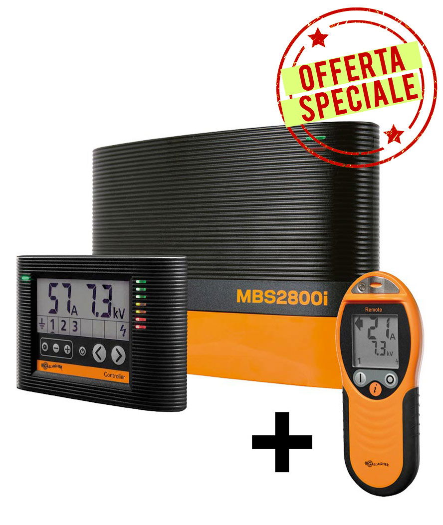 OFFERTA SPECIALE Elettrificatore Gallagher MultiPower MBS2800i a batteria 12V e corrente 230V per recinti fino 80 km per cavalli, bestiame, capre, pecore e maiale