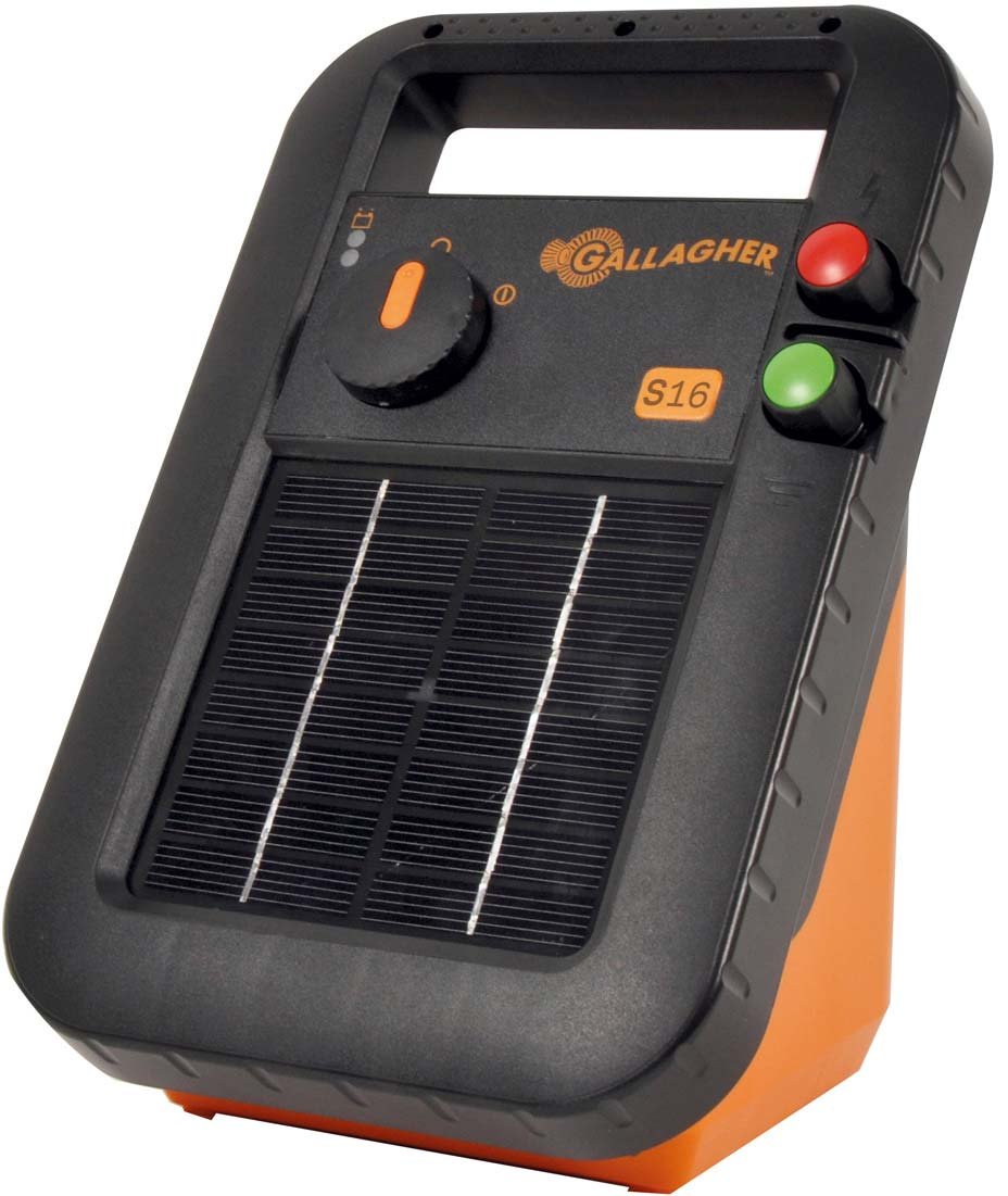 Elettrificatore solare S16 con batteria inclusa per recinti fino 1,5 km per cavalli, bestiame, maiali, cani e gatti