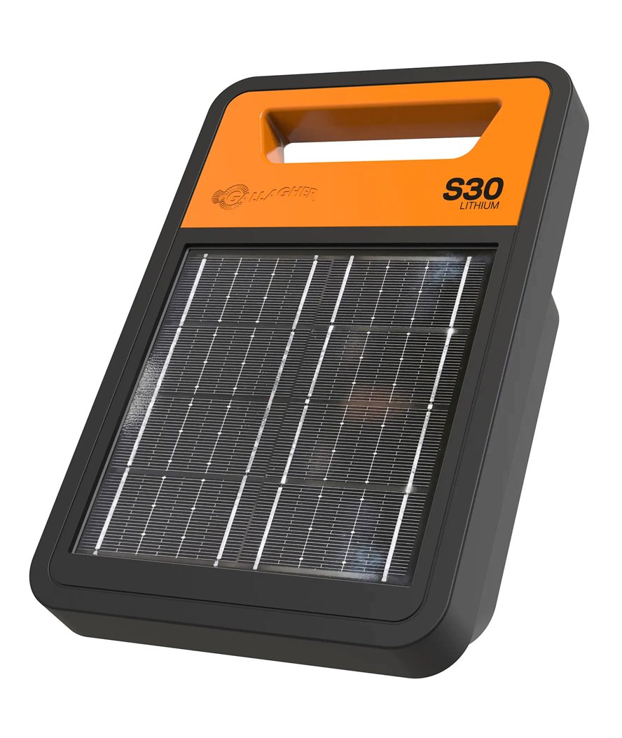 Elettrificatore solare S30Li Gallagher con batteria al litio per recinti fino 3 km per cavalli, bestiame, maiali