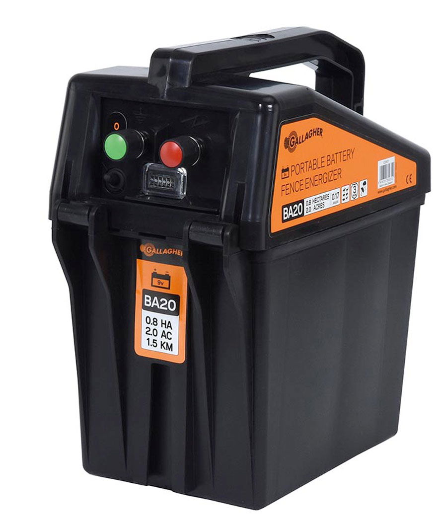 Elettrificatore Gallagher BA20 a batteria 9V per recinti fino a 2 km per cavalli, bestiame, pecore, capre e maiali