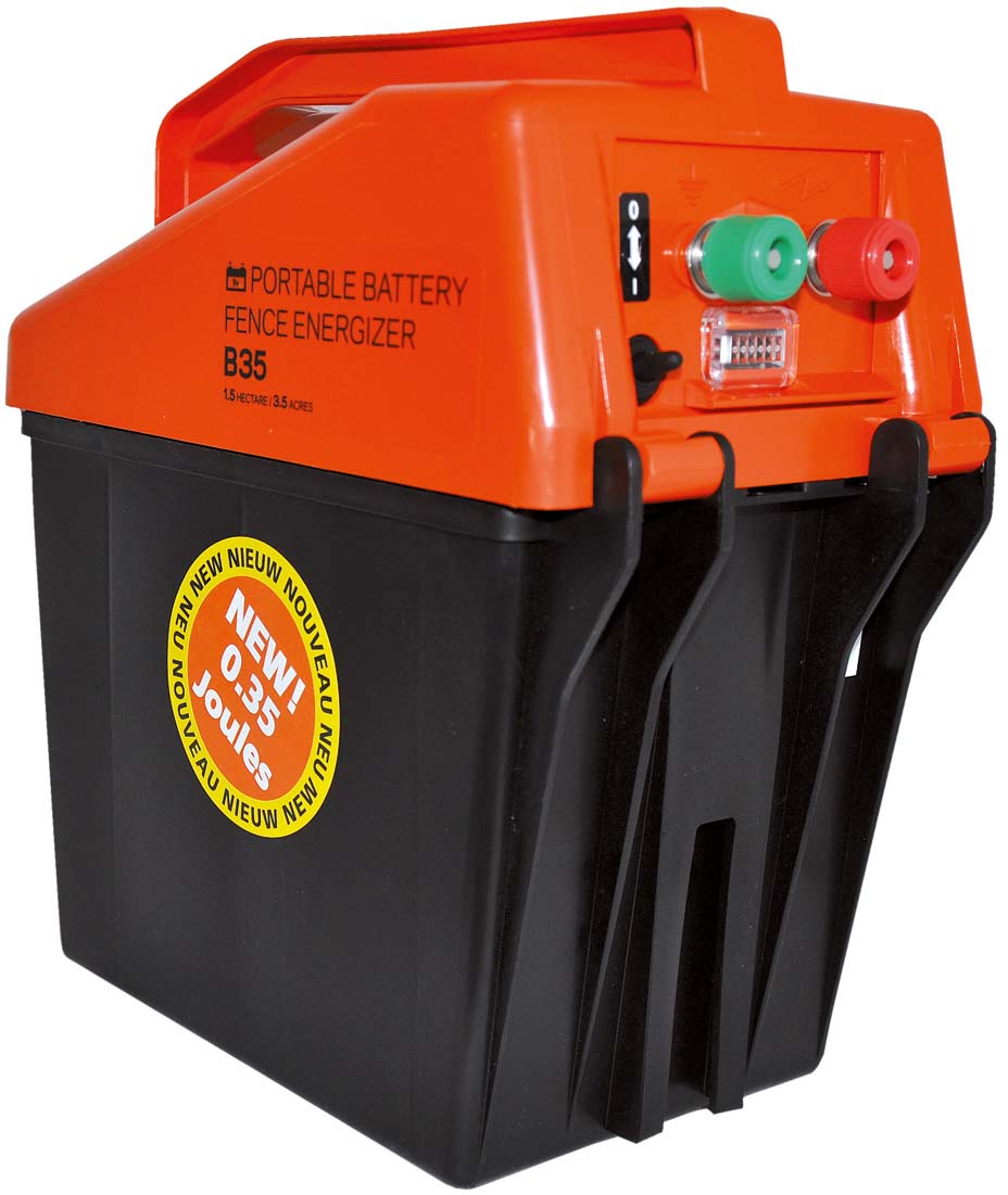 Elettrificatore B35 a batteria 9V o 12V per recinzioni fino a 1 km per cavalli, bovini, capre e pecore