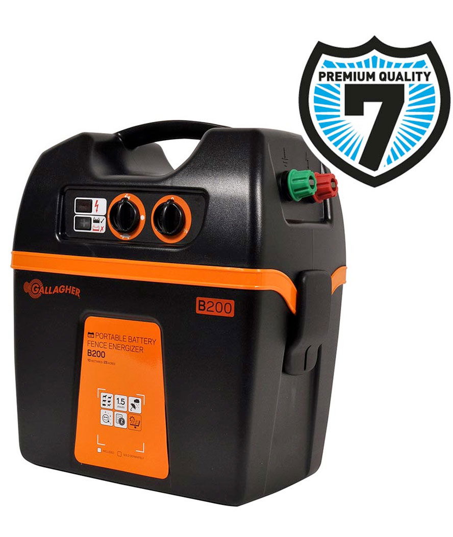 Elettrificatore Gallagher B200 a batteria 12V per recinti fino 20km per cavalli, bestiame, pecore, capre e maiali