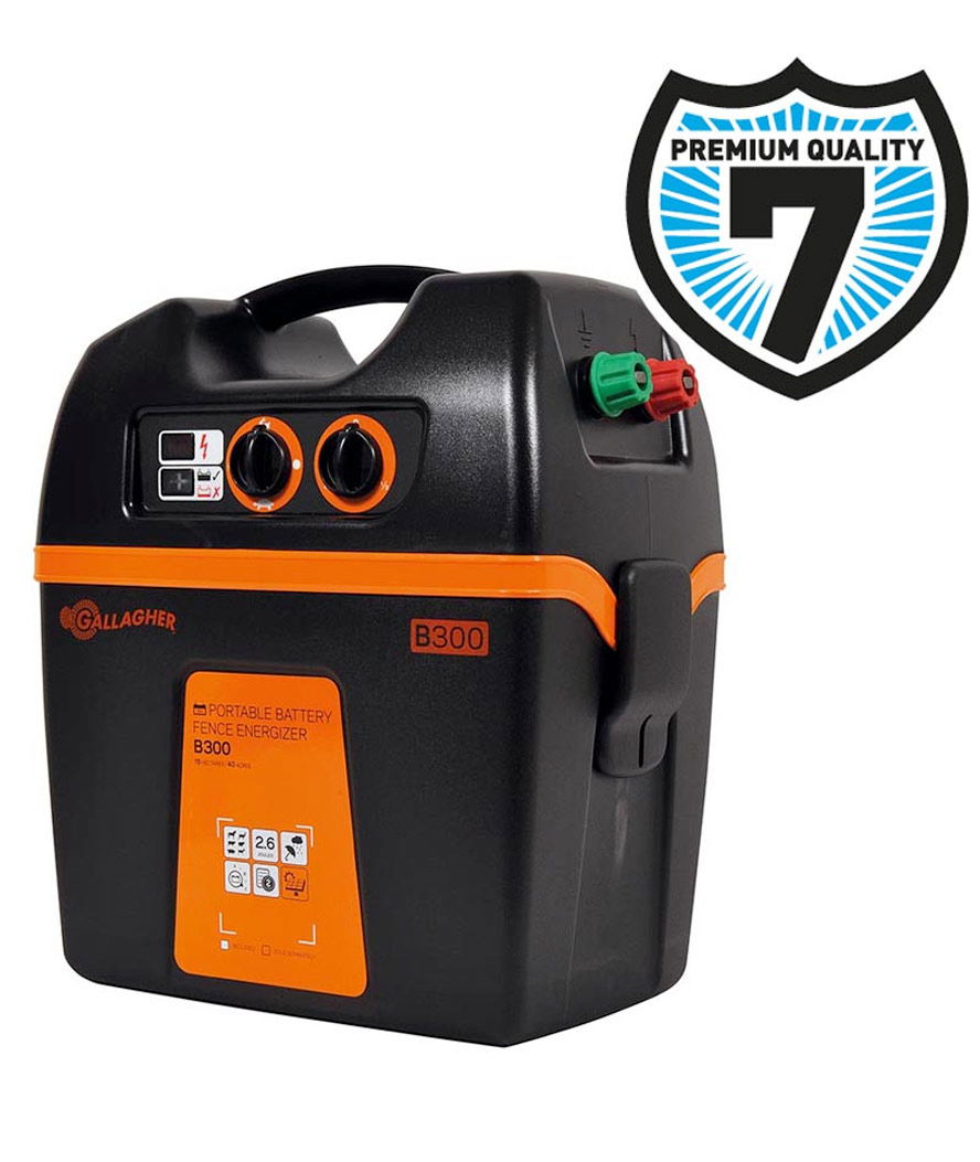 Elettrificatore Gallagher B300 a batteria 12V per recinti fino 30 km per cavalli, bestiame, pecore, capre e maiali