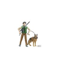 Guardia forestale con cane ed equipaggiamento