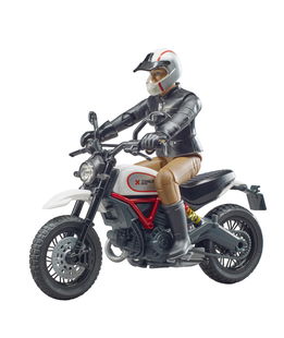 Scrambler Ducati Desert Sled con motociclista 1:16