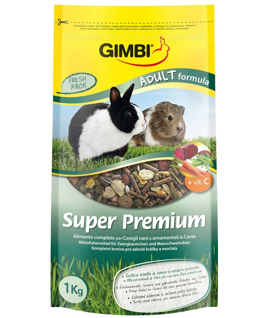 Gimbi Super Premium Adult Formula mangime per conigli nani e cavie 10 buste x 1 kg