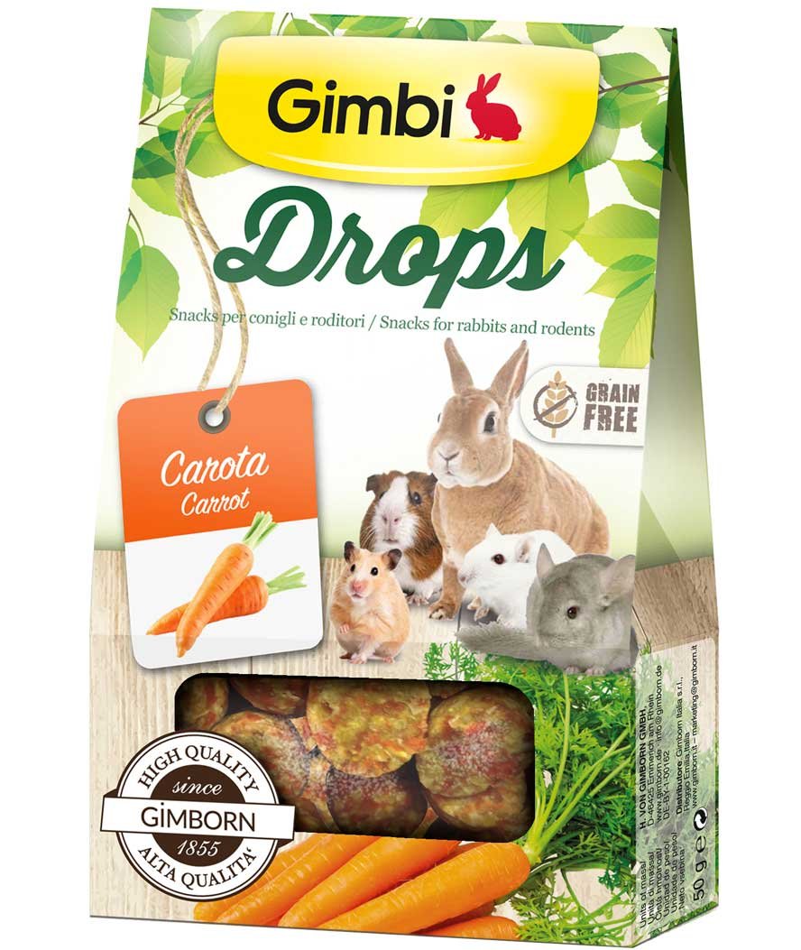 Gimbi Drops con Carota per conigli e roditori 7 buste x 50 g