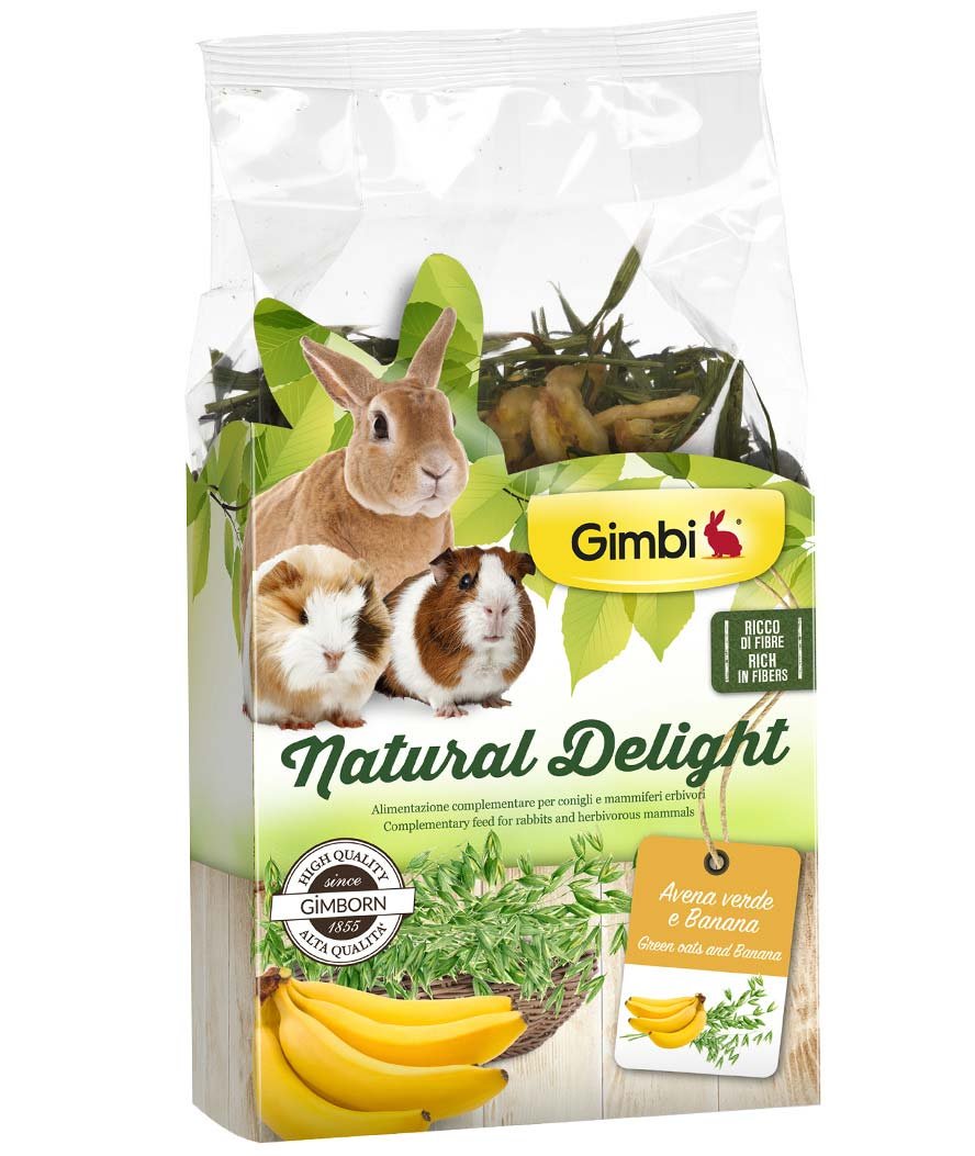 Gimbi Natural Delight avena verde e banana per conigli e altri piccoli roditori 100 g