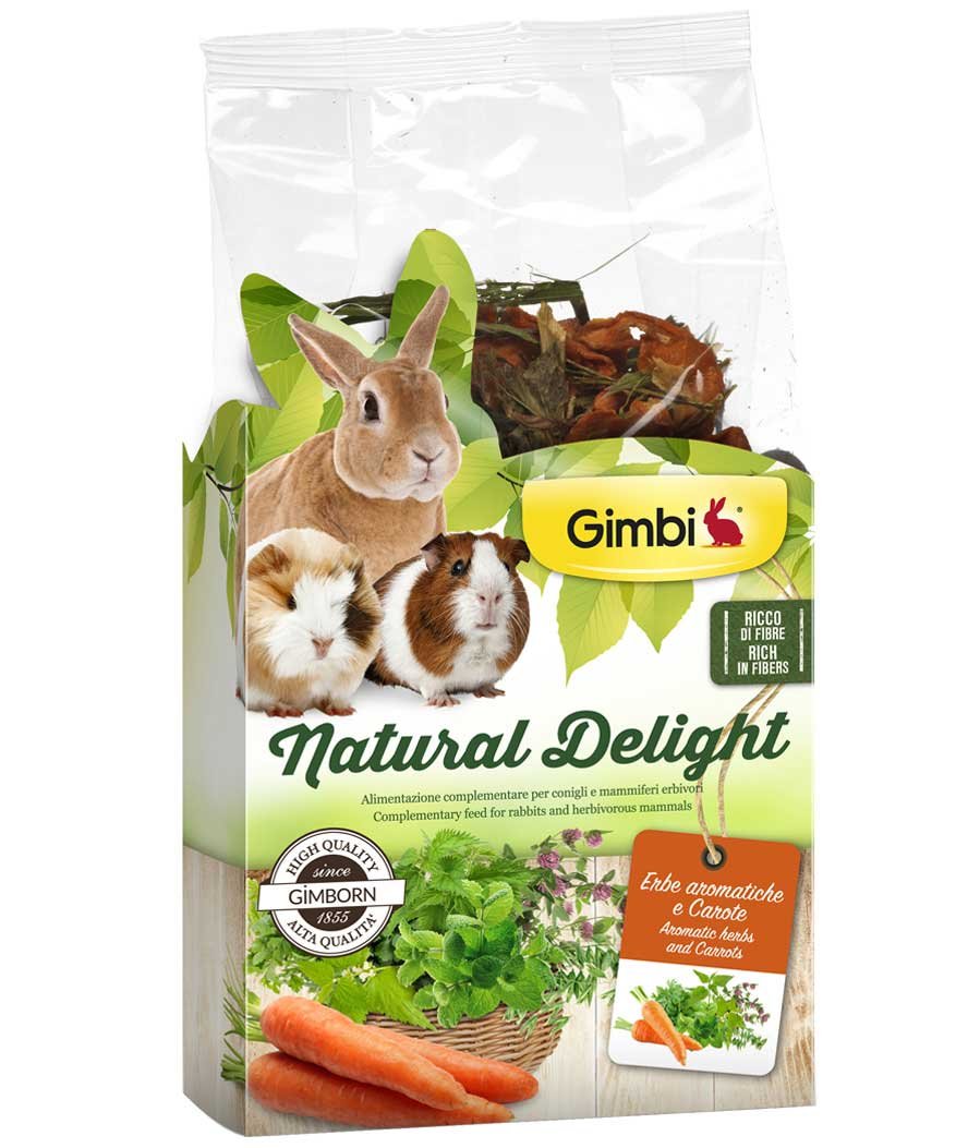 Gimbi Natural Delight Erbe aromatiche e Carote per roditori e conigli nani 100 g