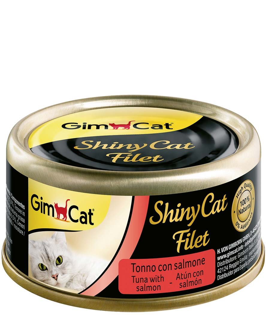 Gimcat ShinyCat Filet tonno con salmone in brodo di cottura 70 g